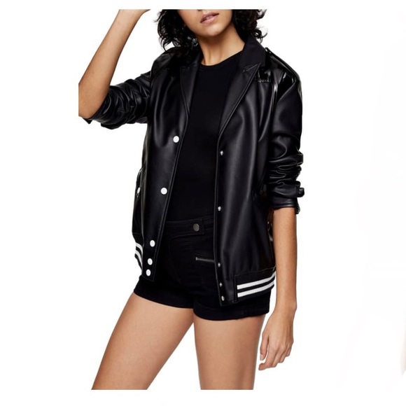 Topshop Jackets & Blazers - Topshop IDOL Faux Leather Bomber Jacket